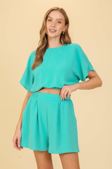 Jade Pleated Crop Top