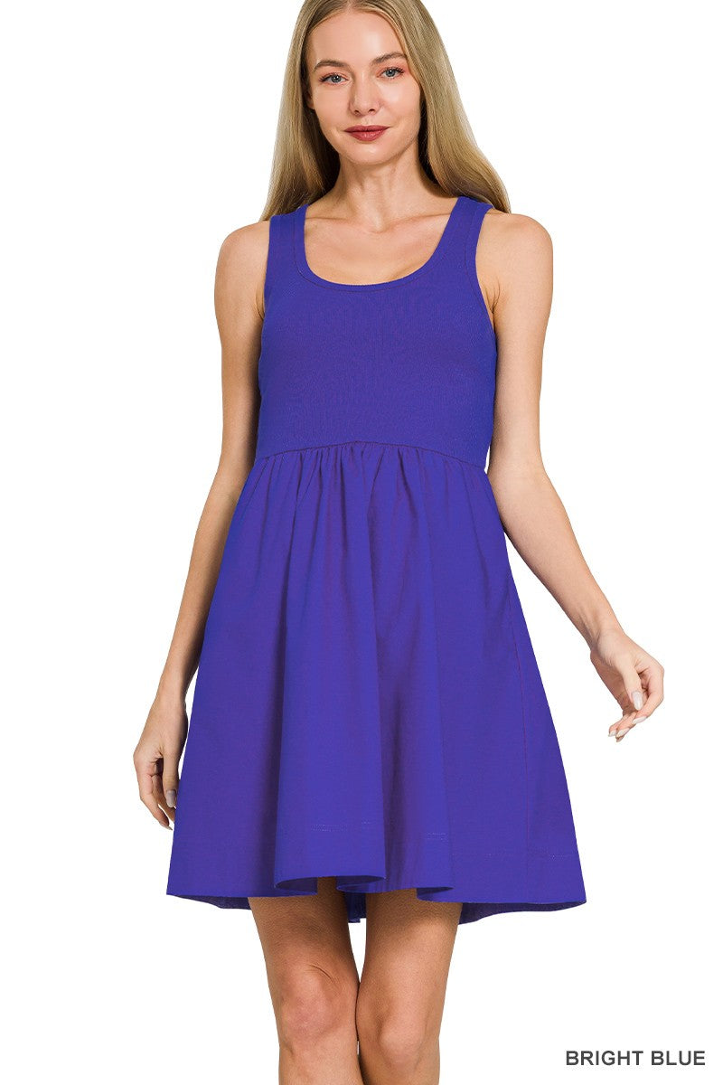 Easy Everyday Knit Woven Pocket Dress