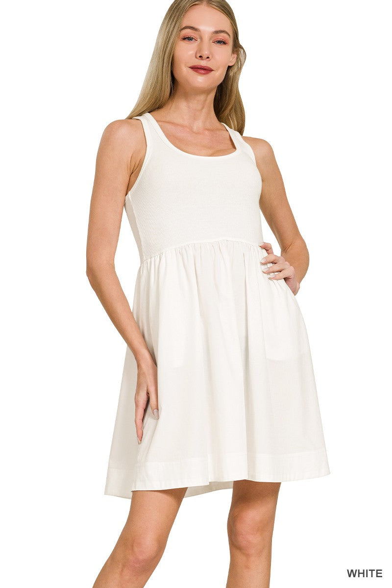 Easy Everyday Knit Woven Pocket Dress