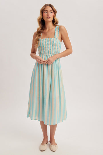 Ribbon Lane Stripe Midi Dress
