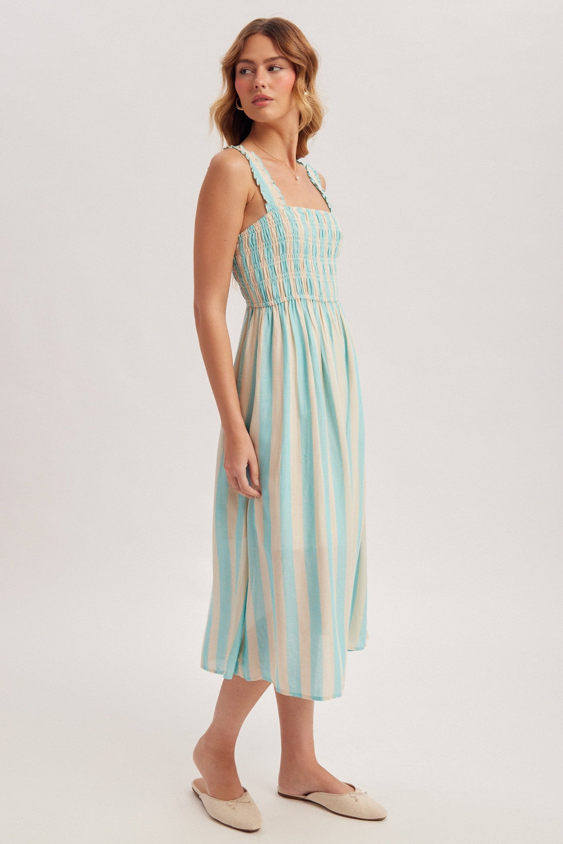 Ribbon Lane Stripe Midi Dress