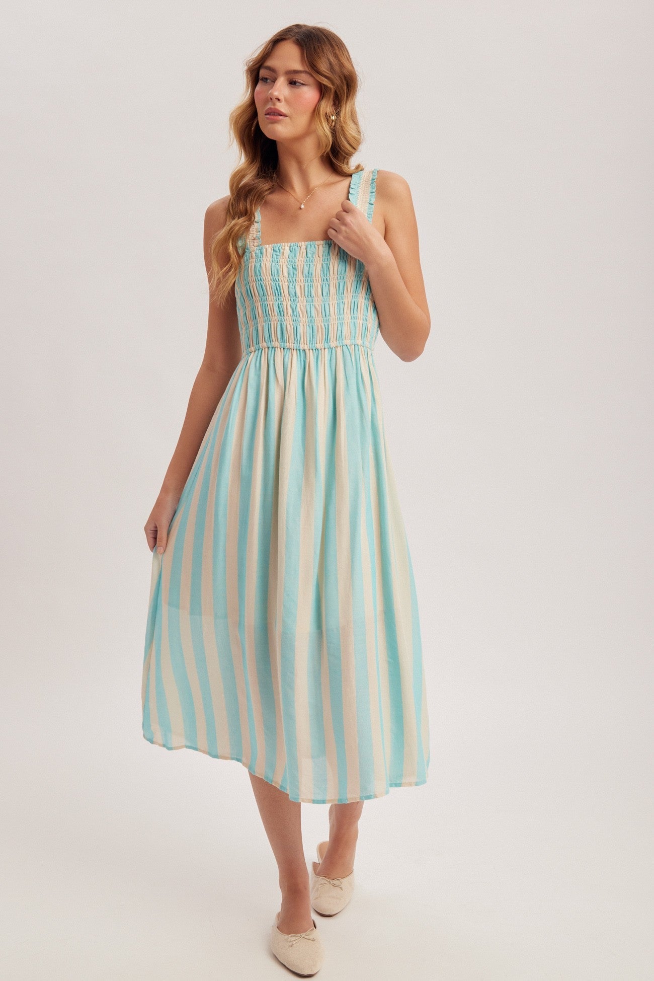 Ribbon Lane Stripe Midi Dress