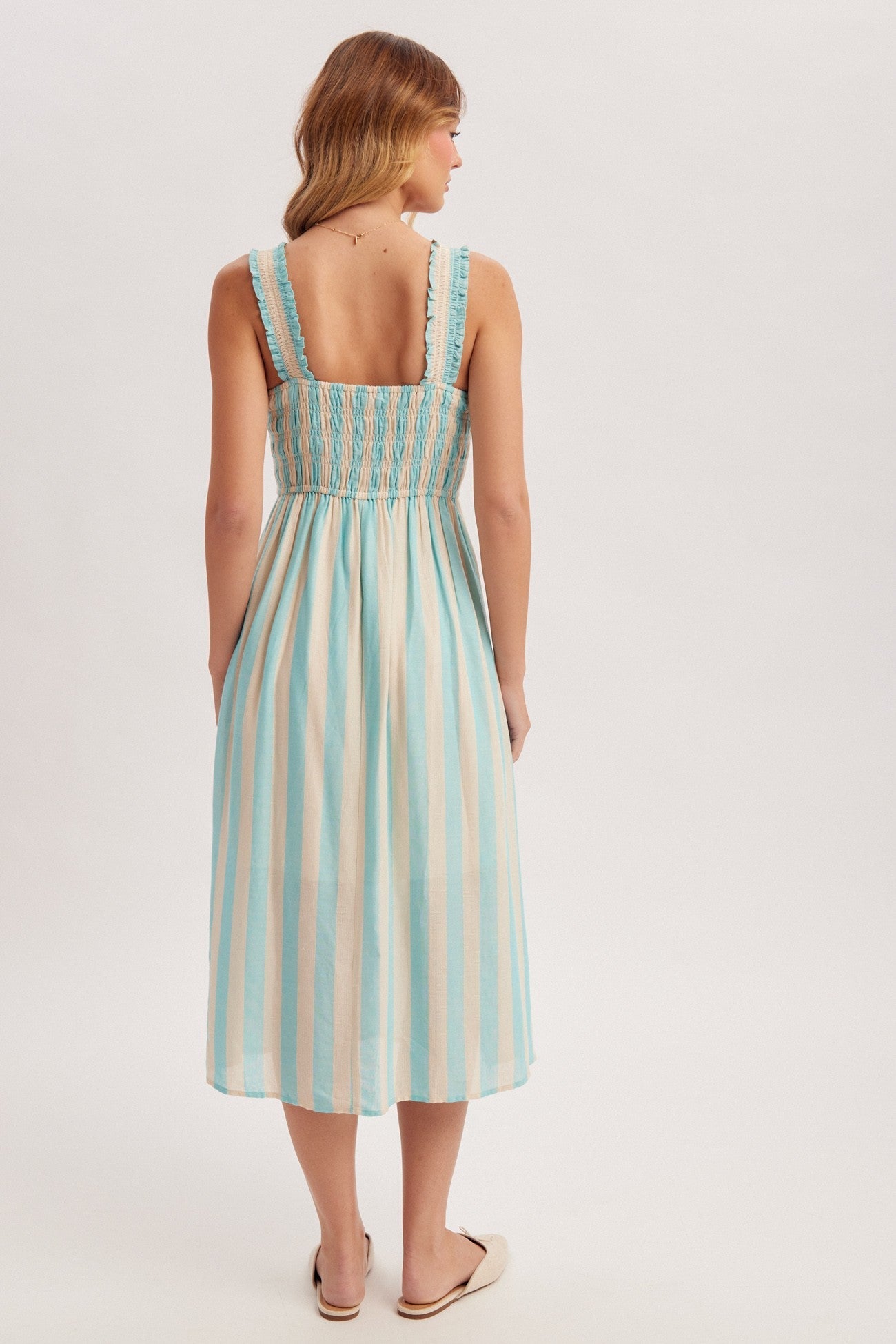 Ribbon Lane Stripe Midi Dress