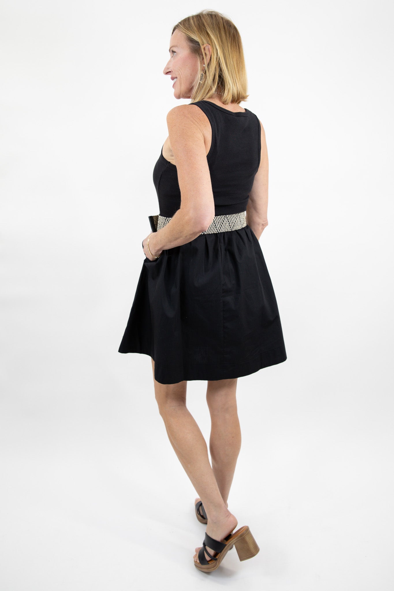 Easy Everyday Knit Woven Pocket Dress