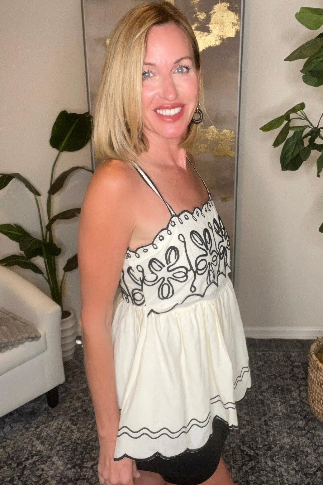 Midnight Meadow Embroidered Top
