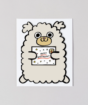 'dog with Mini Card' Kid's Greetings Card