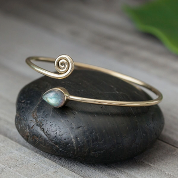 Brass Serpent Bracelet with Labradorite Stone